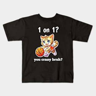 Basketball Cat Graphic Art Kids T-Shirt